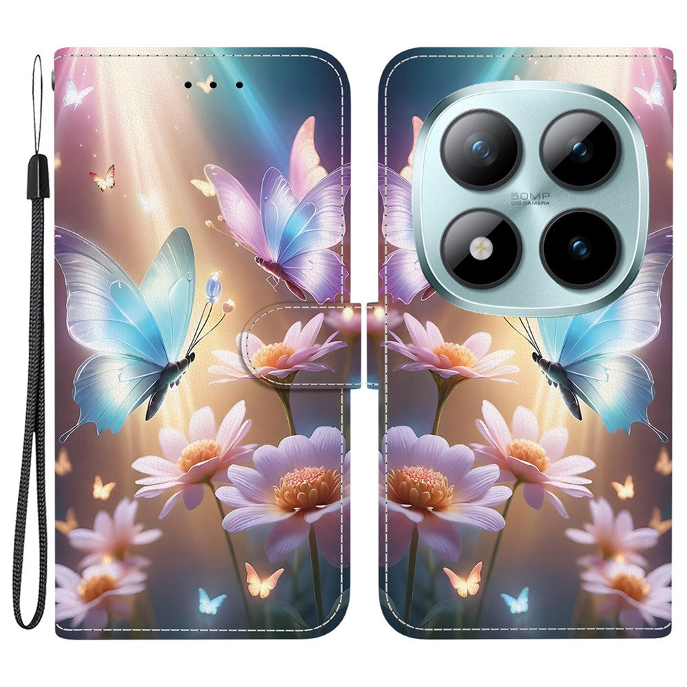For Xiaomi Poco M8 Pro 5G / Redmi Note 15 Pro+ 5G (Global) Case Pattern Printing Leather Flip Wallet Phone Cover with Lanyard