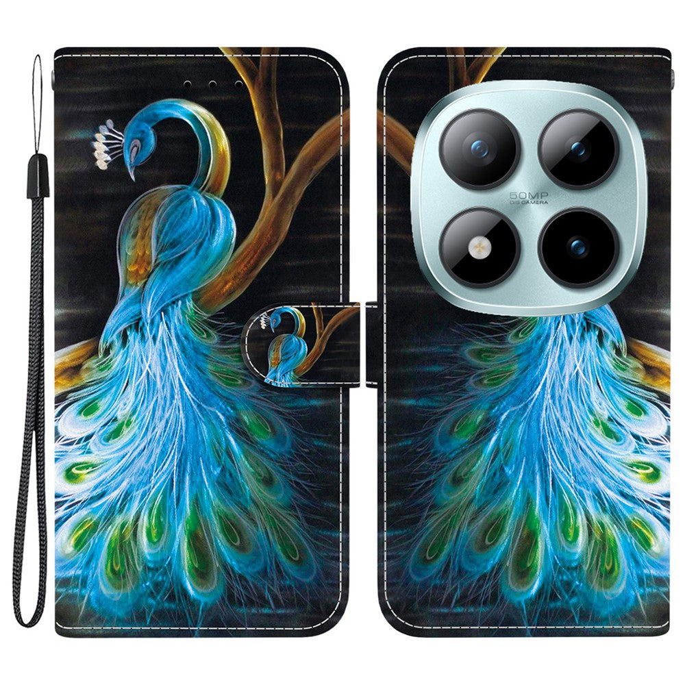 For Xiaomi Poco M8 Pro 5G / Redmi Note 15 Pro+ 5G (Global) Case Pattern Printing Leather Flip Wallet Phone Cover with Lanyard