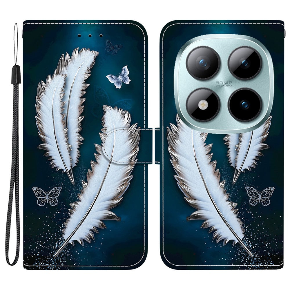For Xiaomi Poco M8 Pro 5G / Redmi Note 15 Pro+ 5G (Global) Case Pattern Printing Leather Flip Wallet Phone Cover with Lanyard