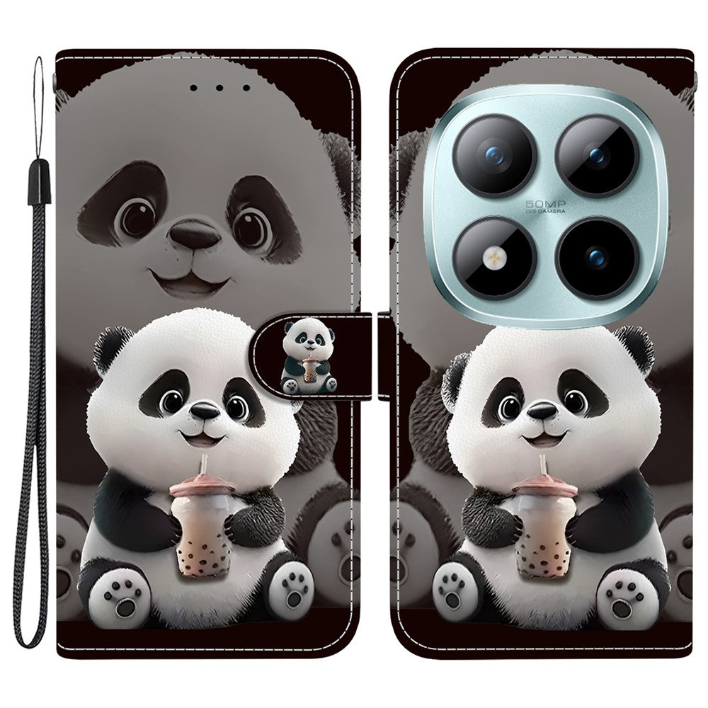 For Xiaomi Poco M8 Pro 5G / Redmi Note 15 Pro+ 5G (Global) Leather Case Stand Wallet Pattern Printing Phone Cover with Wrist Strap
