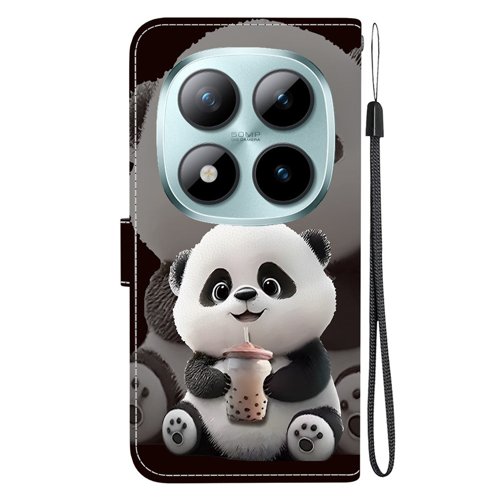 For Xiaomi Poco M8 Pro 5G / Redmi Note 15 Pro+ 5G (Global) Leather Case Stand Wallet Pattern Printing Phone Cover with Wrist Strap