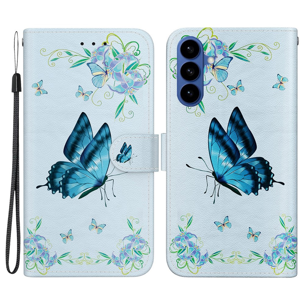 Samsung Galaxy S26 Plånboksfodral med fallskyddande mönster i läder med rem