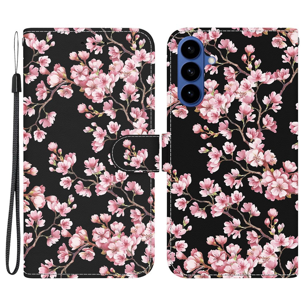 Samsung Galaxy S26 Plånboksfodral med fallskyddande mönster i läder med rem