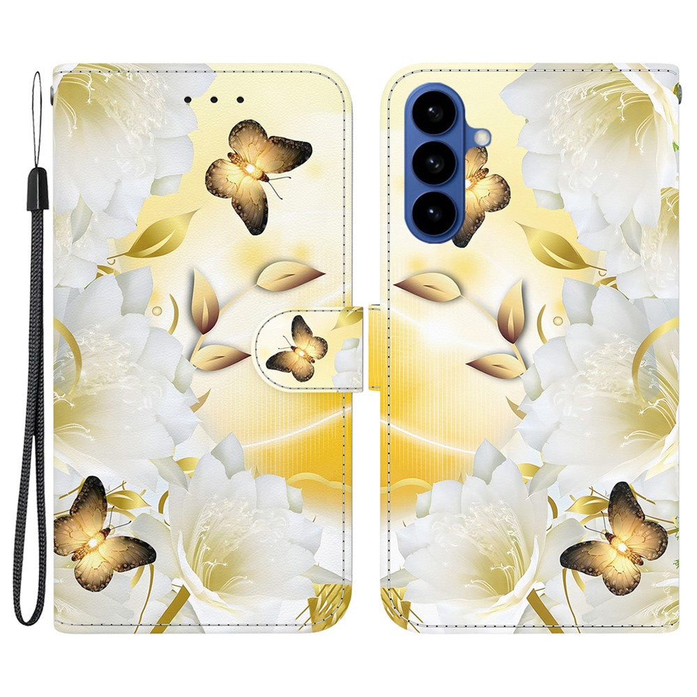 Samsung Galaxy S26 Plånboksfodral med fallskyddande mönster i läder med rem