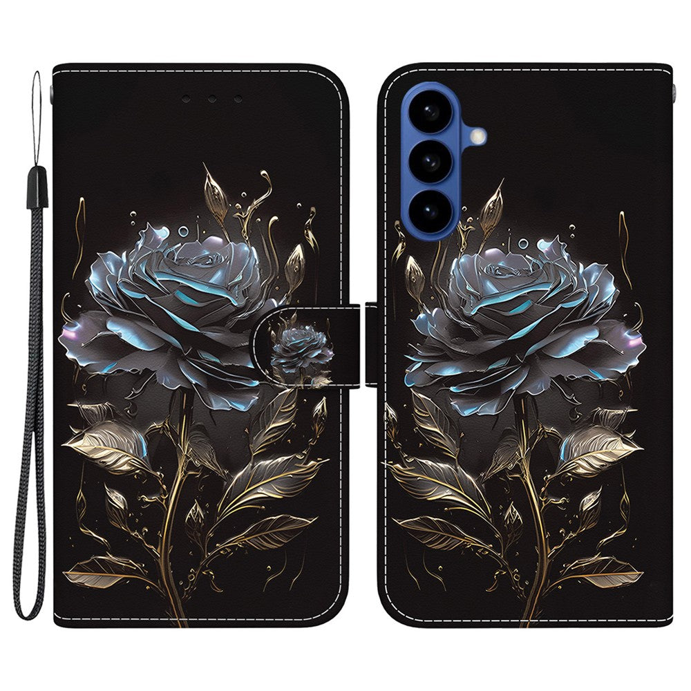 Samsung Galaxy S26 Plånboksfodral med fallskyddande mönster i läder med rem
