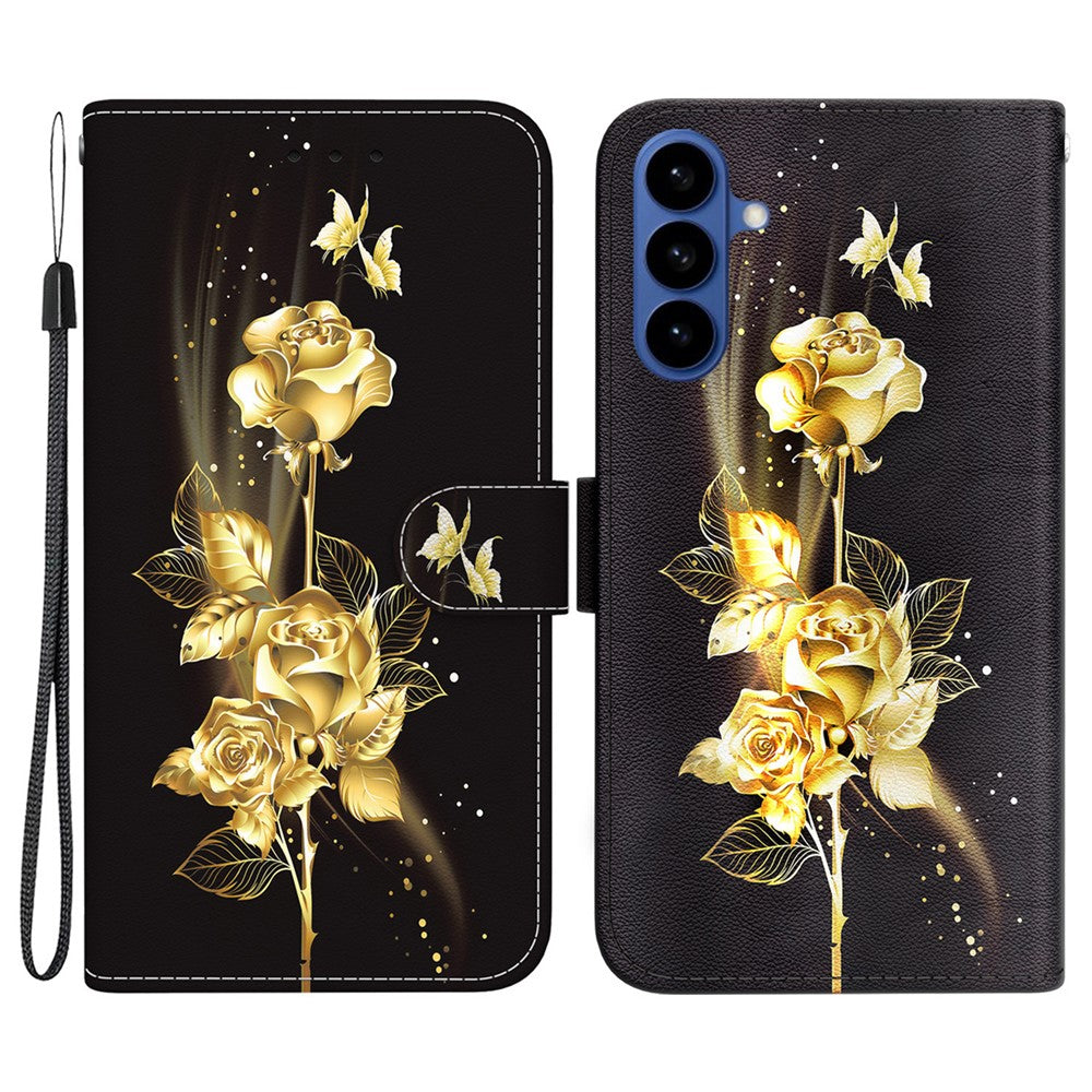 Samsung Galaxy S26 Plånboksfodral med fallskyddande mönster i läder med rem