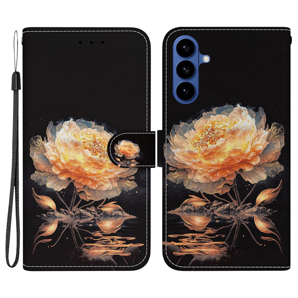 Samsung Galaxy S26 Plånboksfodral med fallskyddande mönster i läder med rem