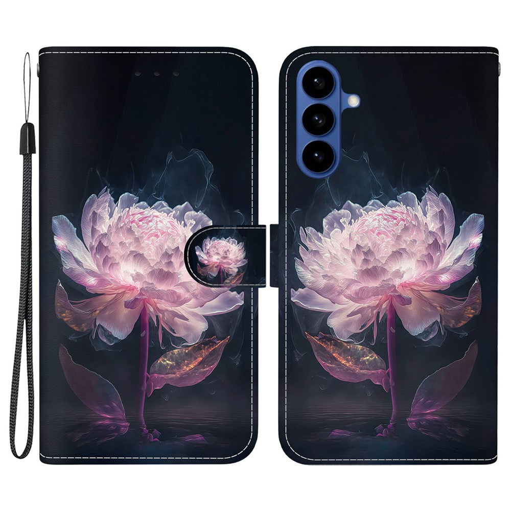 Samsung Galaxy S26 Plånboksfodral med fallskyddande mönster i läder med rem