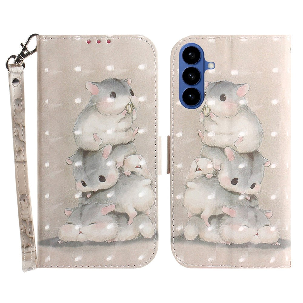For Samsung Galaxy S26 Case Pattern Printing Leather Wallet Phone Cover with Wrist Strap