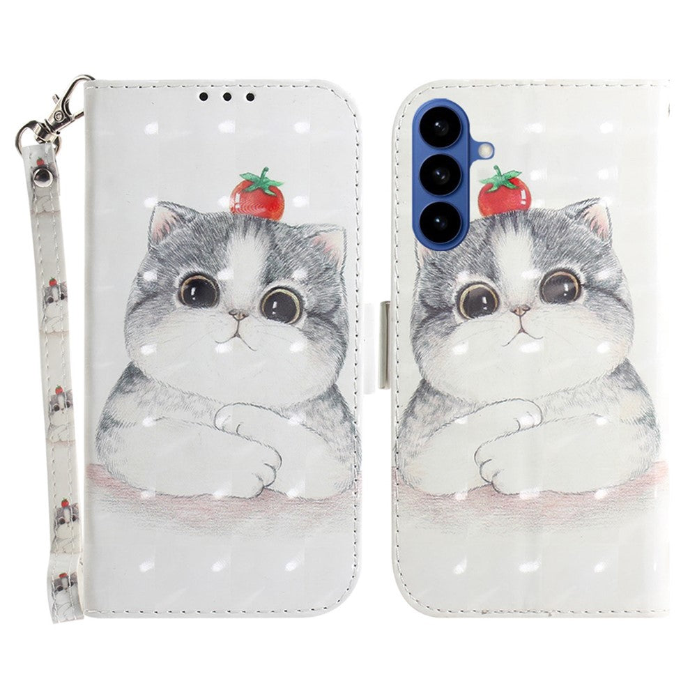 For Samsung Galaxy S26 Case Pattern Printing Leather Wallet Phone Cover with Wrist Strap