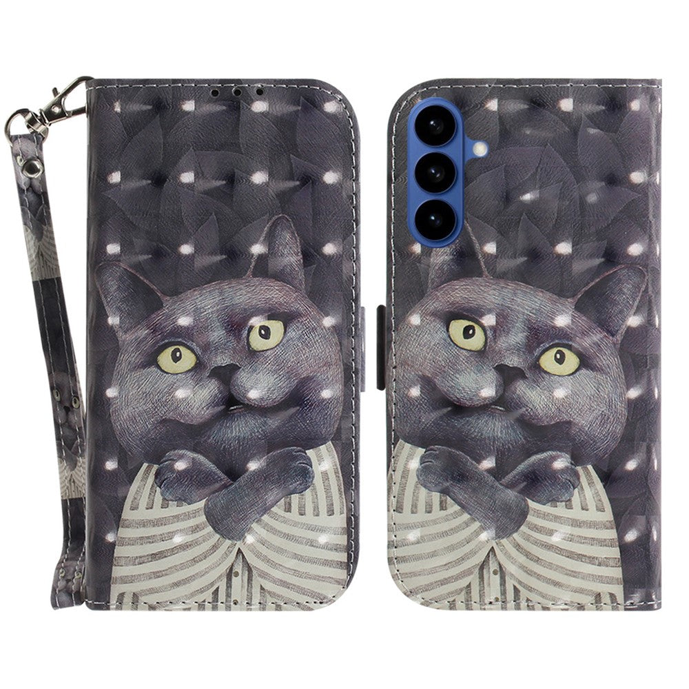 For Samsung Galaxy S26 Case Pattern Printing Leather Wallet Phone Cover with Wrist Strap