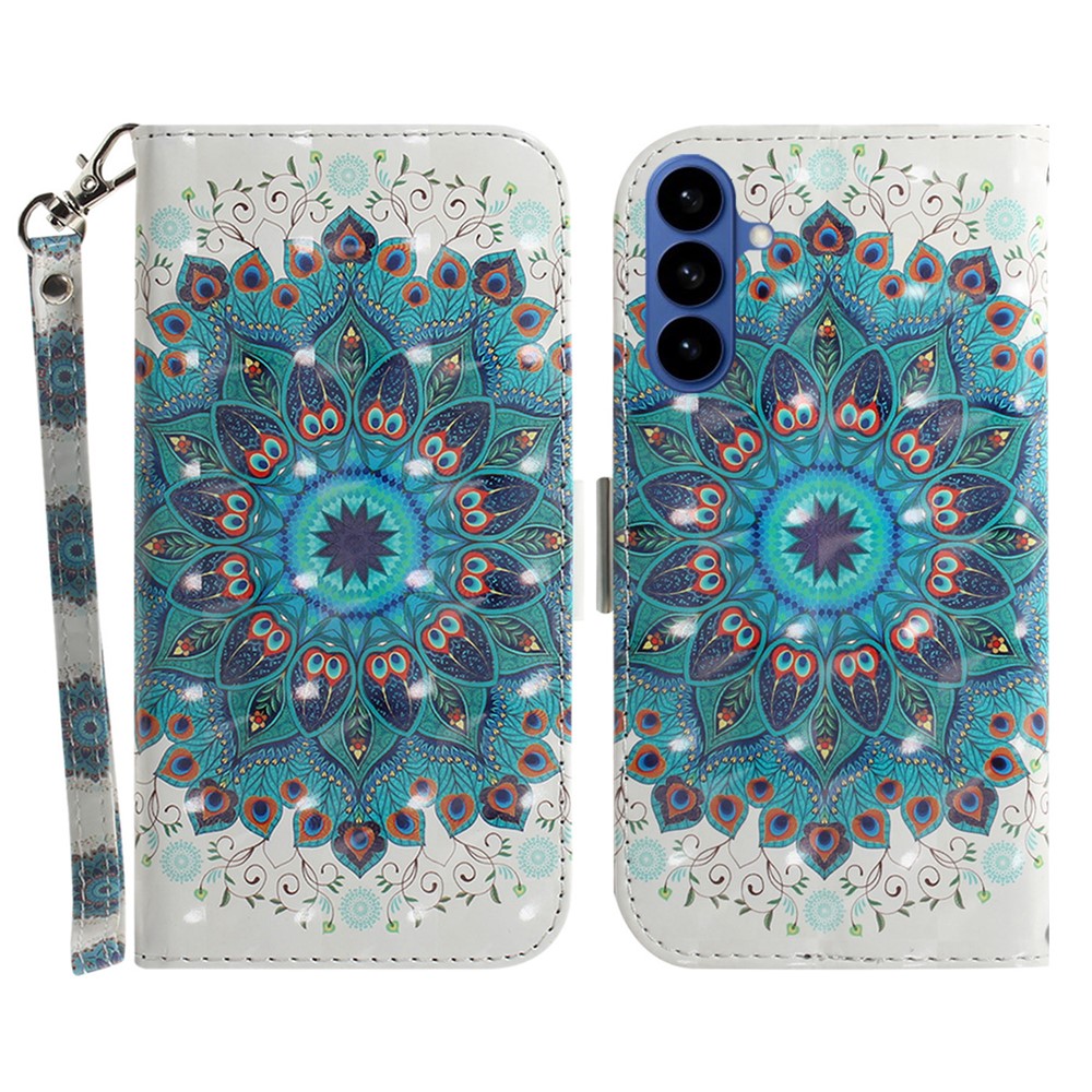 For Samsung Galaxy S26 Case Pattern Printing Leather Wallet Phone Cover with Wrist Strap