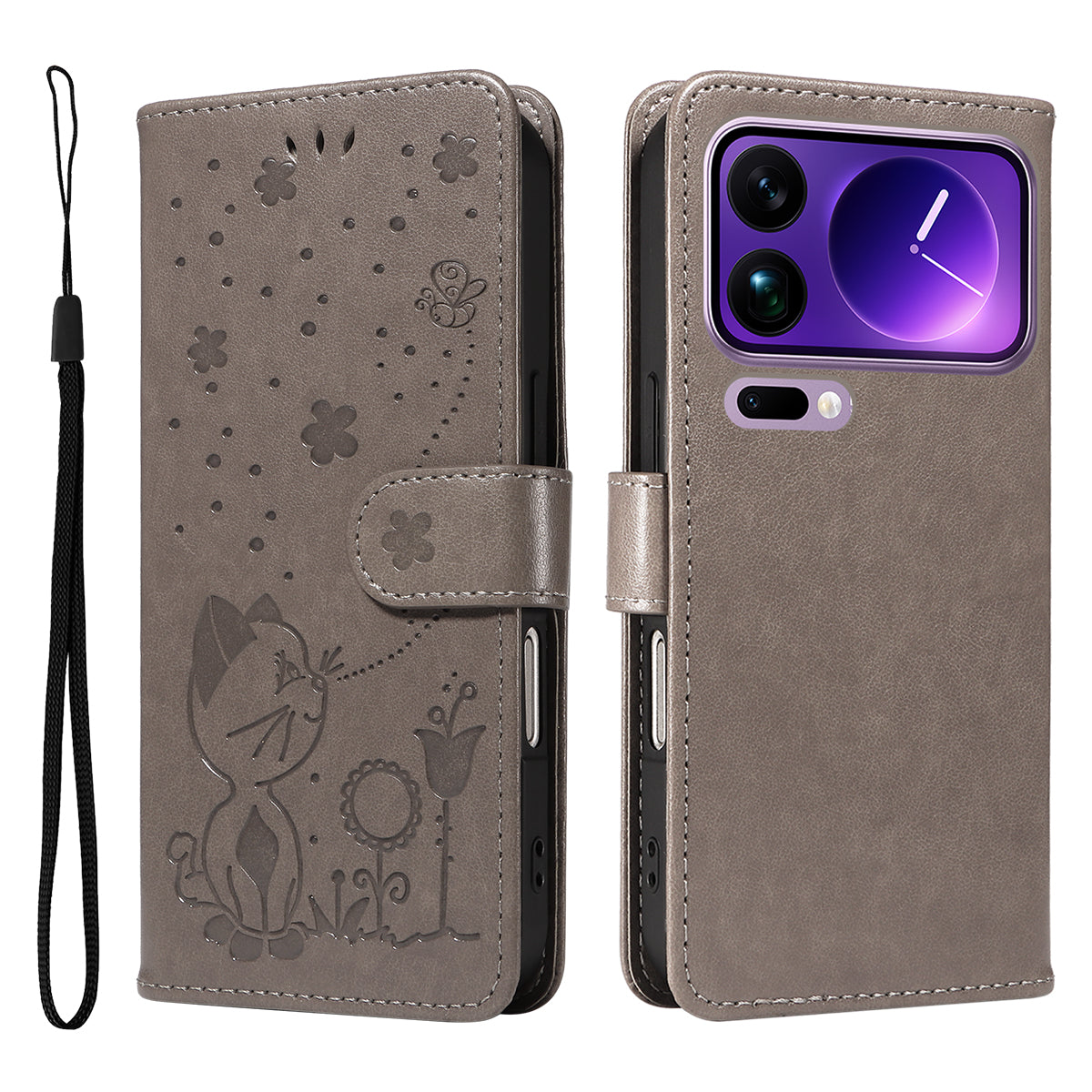 For Xiaomi 17 Pro Max Leather Wallet Case Cat Bee Pattern Phone Cover Stand