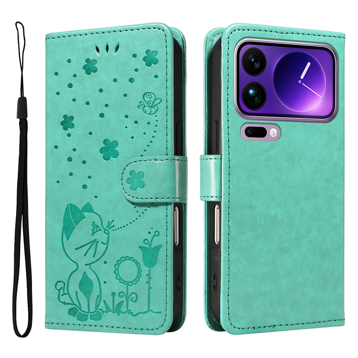 For Xiaomi 17 Pro Max Leather Wallet Case Cat Bee Pattern Phone Cover Stand