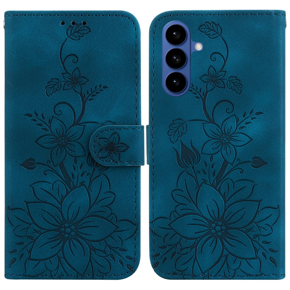 Stativcover i læder med Lily Flower-print og håndledsrem til Samsung Galaxy S26