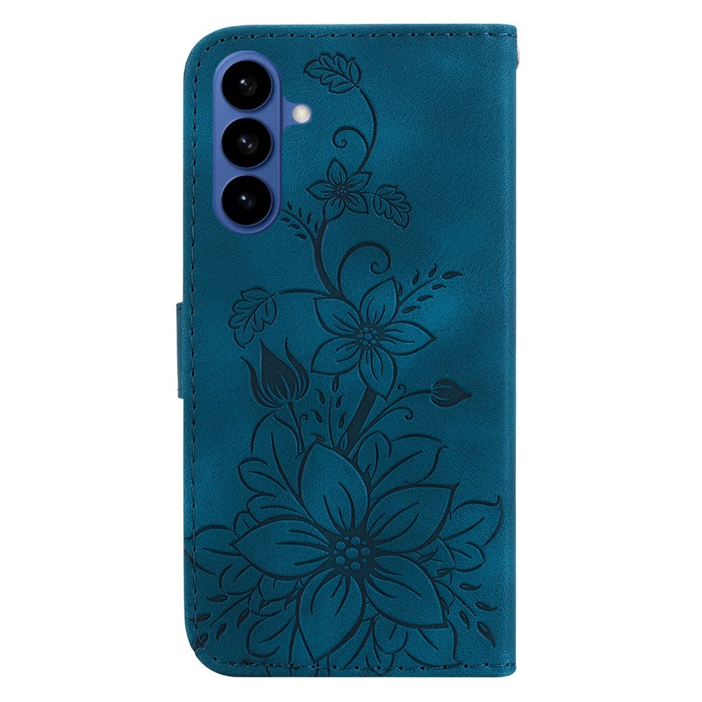 Stativcover i læder med Lily Flower-print og håndledsrem til Samsung Galaxy S26