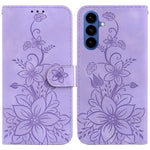 Stativcover i læder med Lily Flower-print og håndledsrem til Samsung Galaxy S26