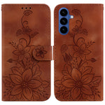 Stativcover i læder med Lily Flower-print og håndledsrem til Samsung Galaxy S26