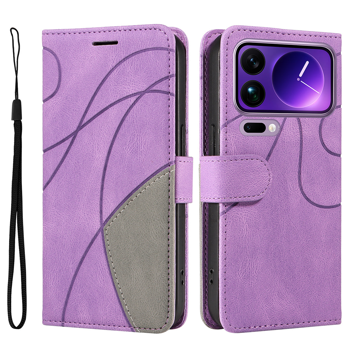 For Xiaomi 17 Pro Max Leather Phone Case Stand Wallet with Bi-colour Splicing Design
