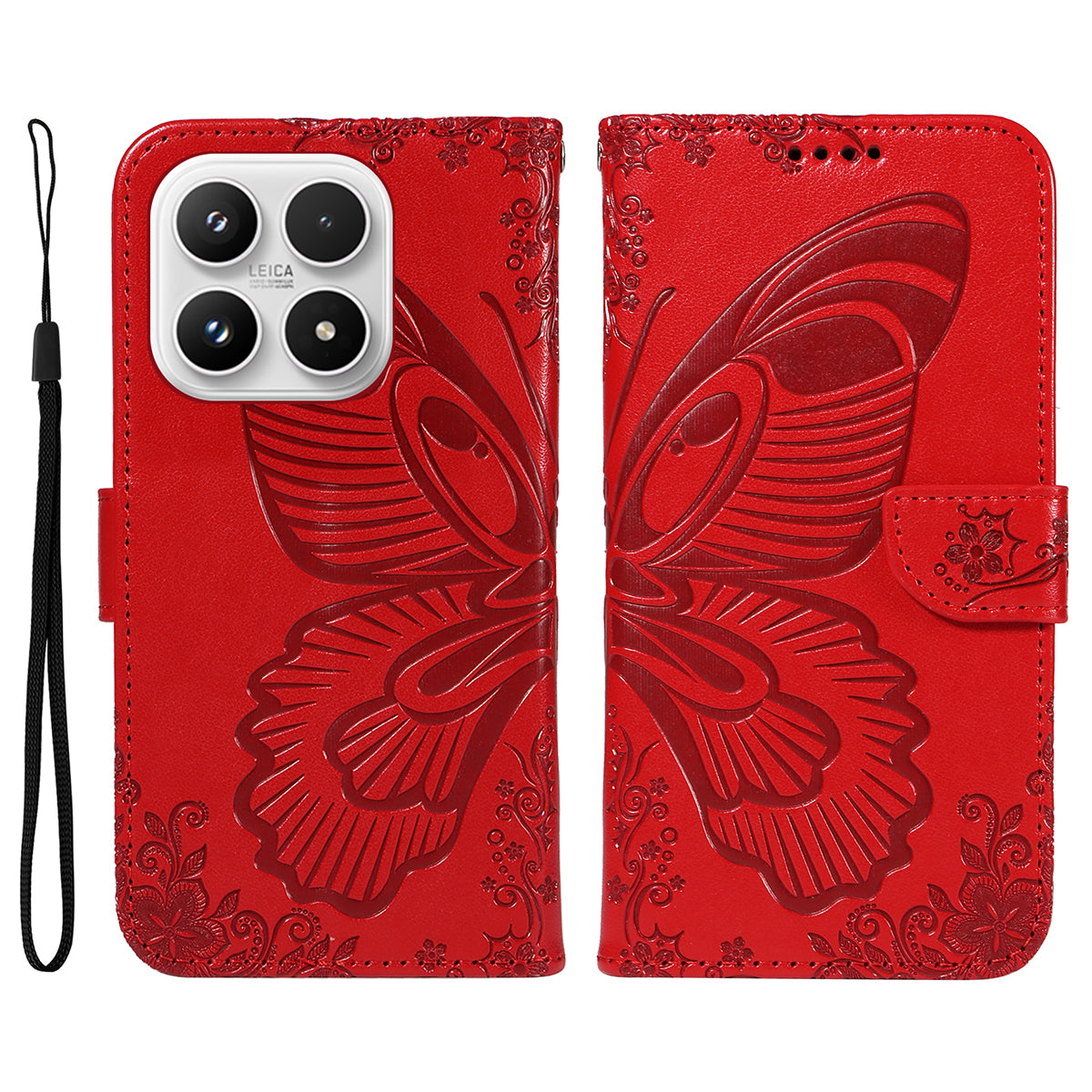 For Xiaomi 17 Case Butterfly Pattern PU Leather Folio Flip Phone Cover