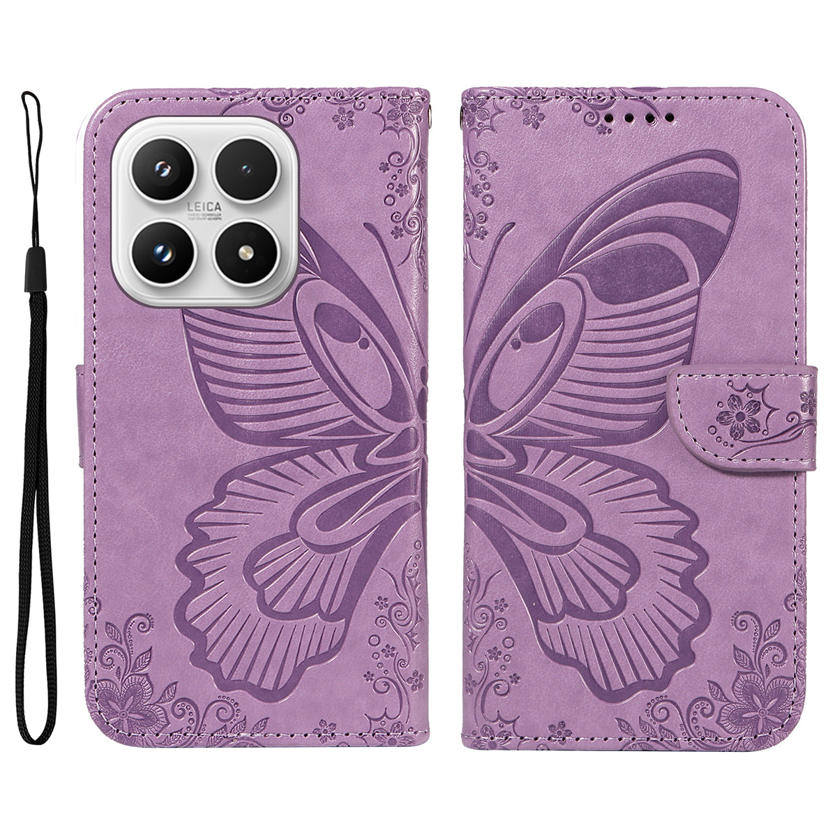 For Xiaomi 17 Case Butterfly Pattern PU Leather Folio Flip Phone Cover
