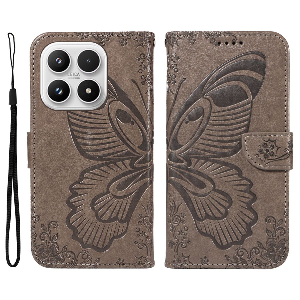 For Xiaomi 17 Case Butterfly Pattern PU Leather Folio Flip Phone Cover