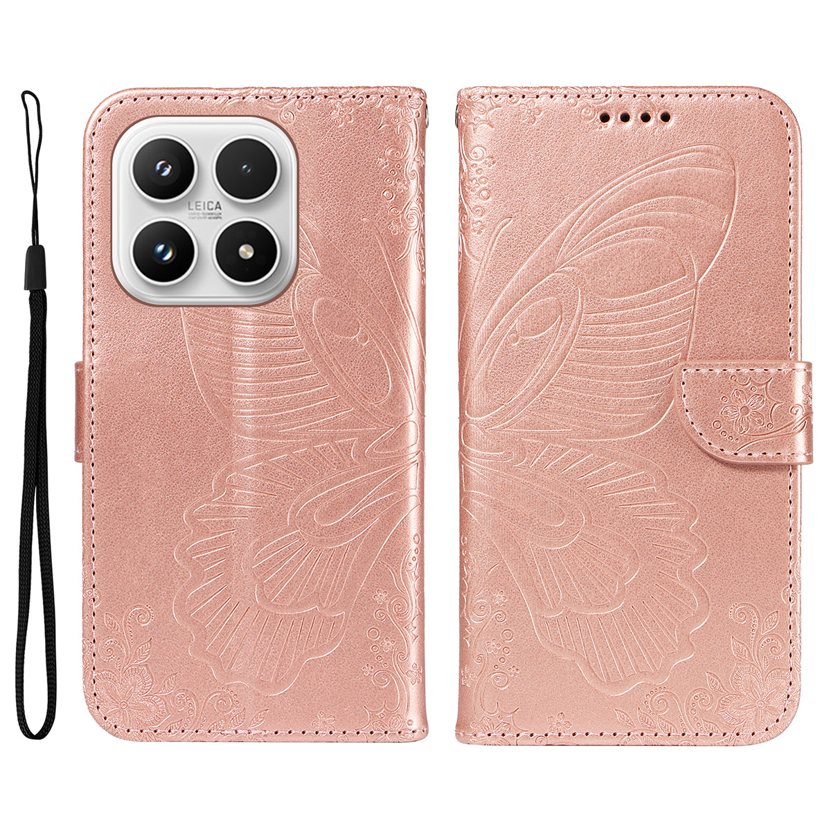 For Xiaomi 17 Case Butterfly Pattern PU Leather Folio Flip Phone Cover