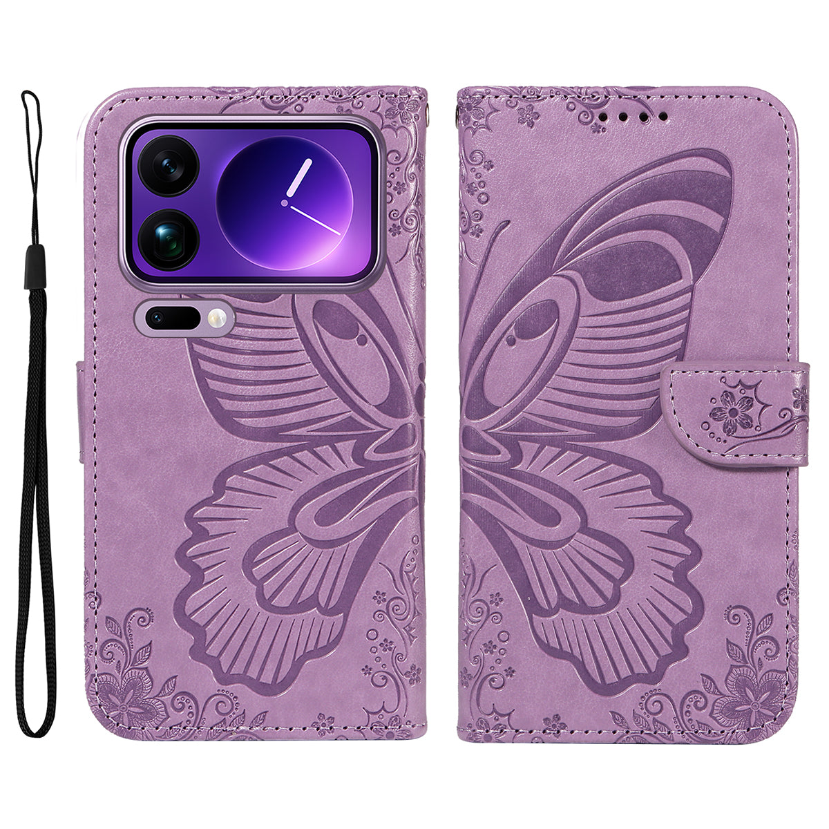 For Xiaomi 17 Pro Max Case Butterfly Pattern PU Leather Folio Flip Phone Cover