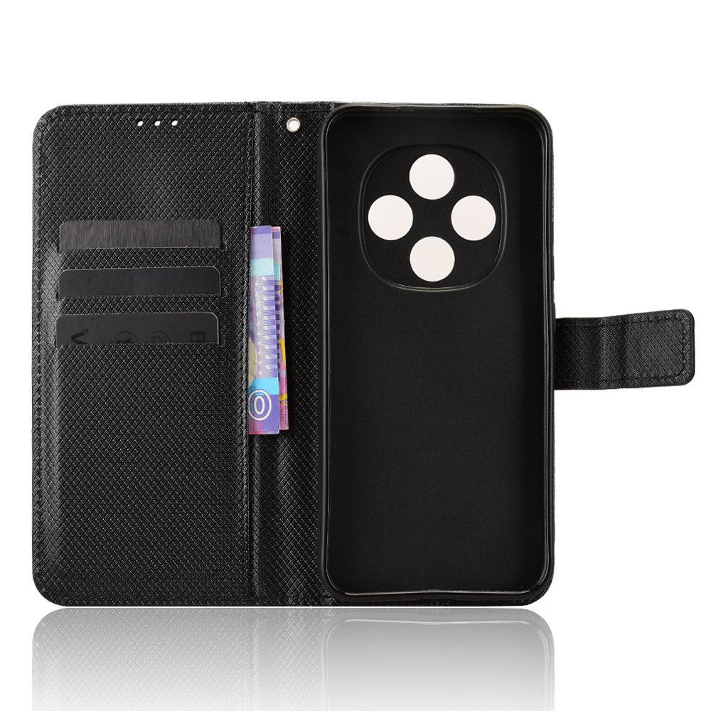 For Oppo F31 Pro 5G Leather Wallet Case with Strap Diamond Texture Phone Cover