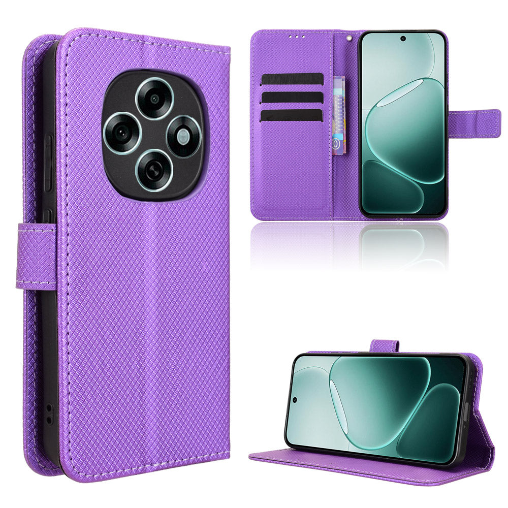For Oppo F31 Pro 5G Leather Wallet Case with Strap Diamond Texture Phone Cover