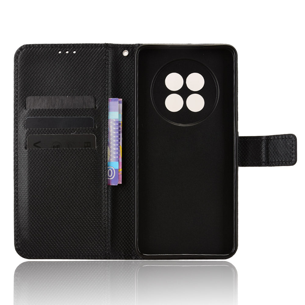For Oppo A6 Max 5G / Oppo A6 GT 5G / Oppo F31 Pro+ 5G Leather Wallet Case with Strap Diamond Texture Phone Cover