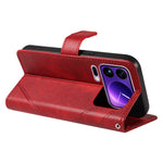 For Xiaomi 17 Pro Max Leather Case Geometric Line Design Wallet Phone Cover with Wrist Strap