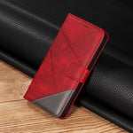 For Xiaomi 17 Pro Max Leather Case Geometric Line Design Wallet Phone Cover with Wrist Strap
