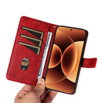 For Xiaomi 17 Pro Max Leather Case Geometric Line Design Wallet Phone Cover with Wrist Strap