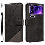 For Xiaomi 17 Pro Max Leather Case Geometric Line Design Wallet Phone Cover with Wrist Strap
