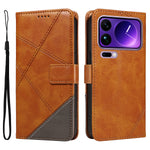 For Xiaomi 17 Pro Max Leather Case Geometric Line Design Wallet Phone Cover with Wrist Strap