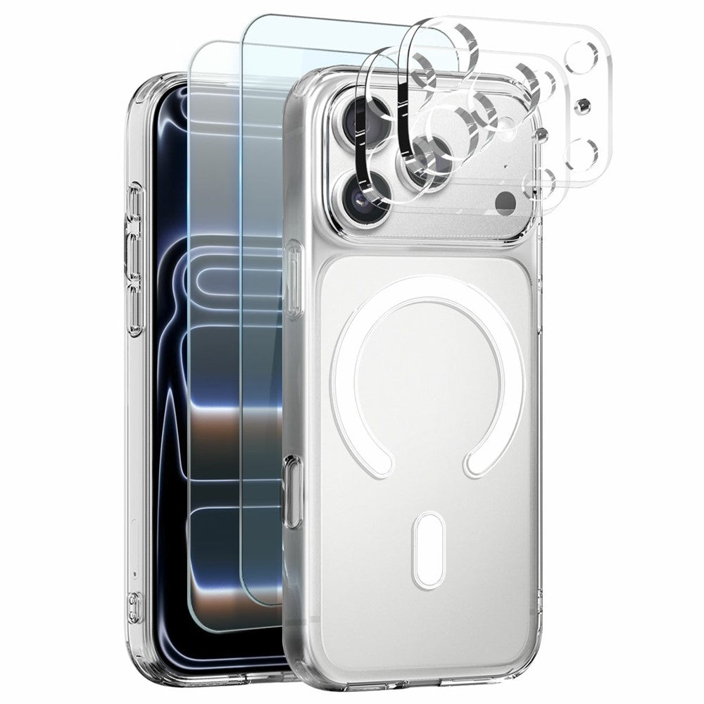 NORTHJO 5-in-1 Set for iPhone 17 Pro Magnetic Case PC + TPU Phone Cover with 2 Front Screen Protectors + 2 Lens Films