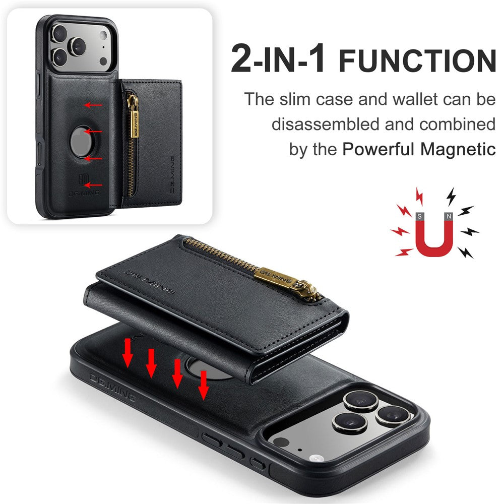 DG.MING M5 Series For iPhone 18 Pro / 17 Pro Case Detachable Magnetic Leather Phone Cover with Card Slots