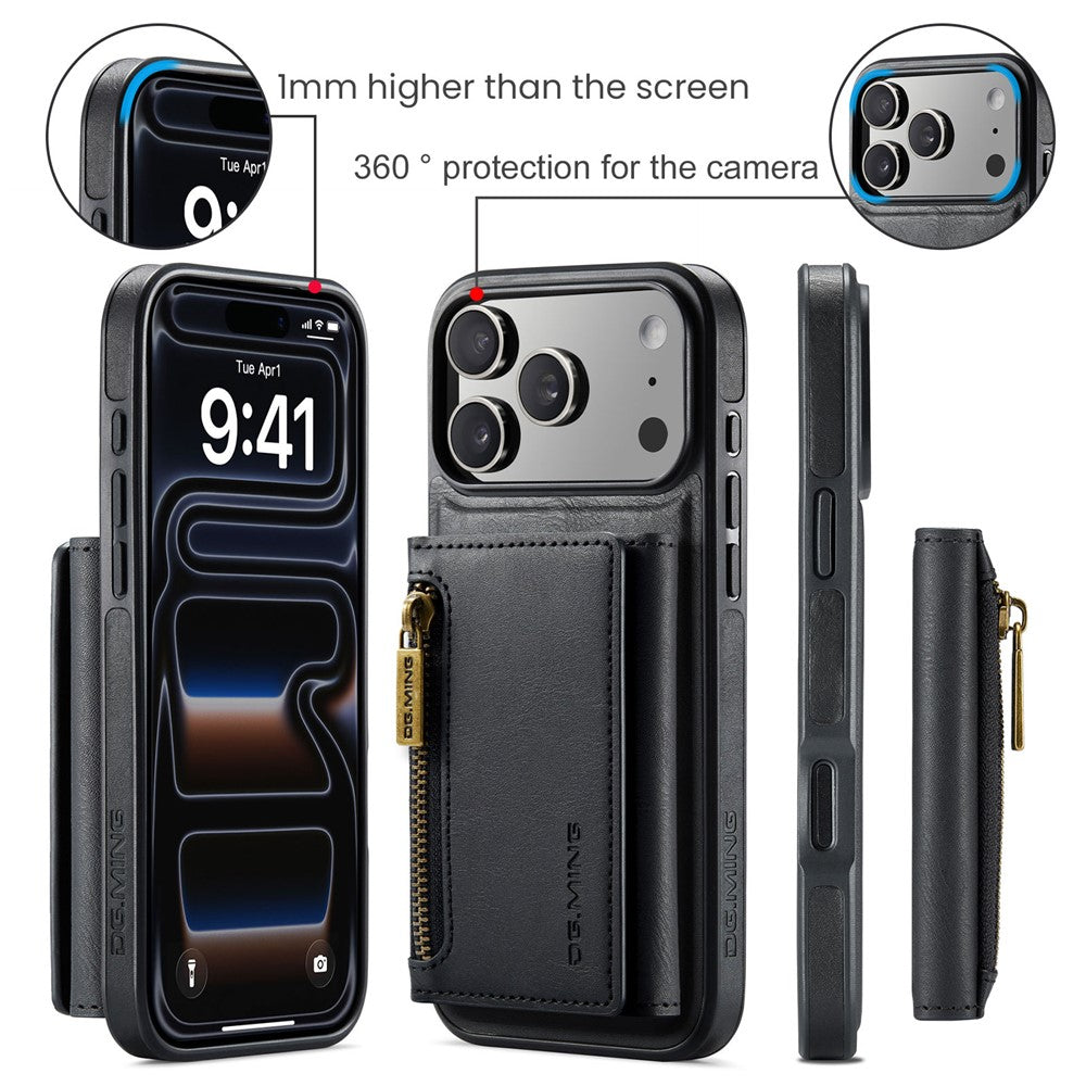 DG.MING M5 Series For iPhone 18 Pro / 17 Pro Case Detachable Magnetic Leather Phone Cover with Card Slots