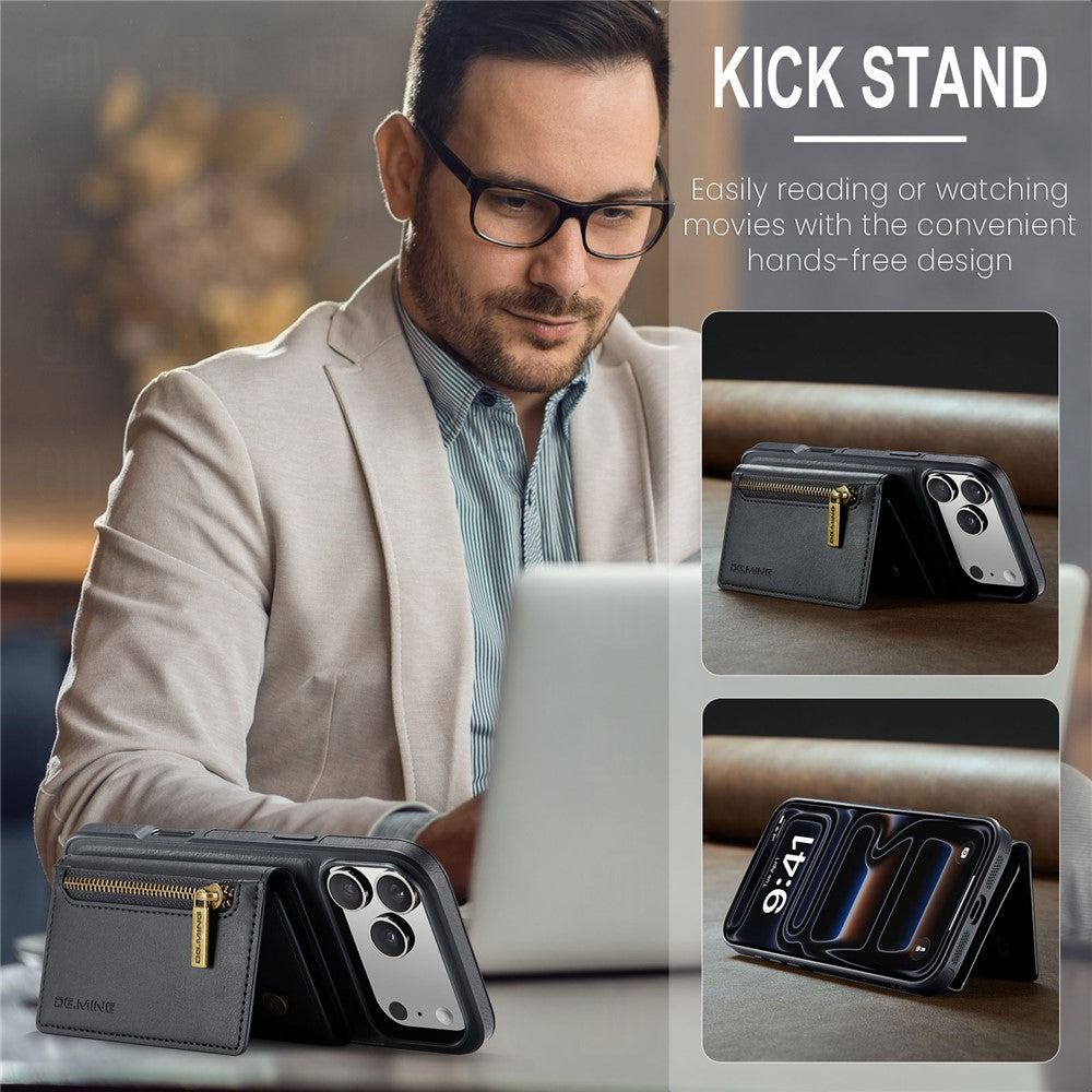 DG.MING M5 Series For iPhone 18 Pro / 17 Pro Case Detachable Magnetic Leather Phone Cover with Card Slots