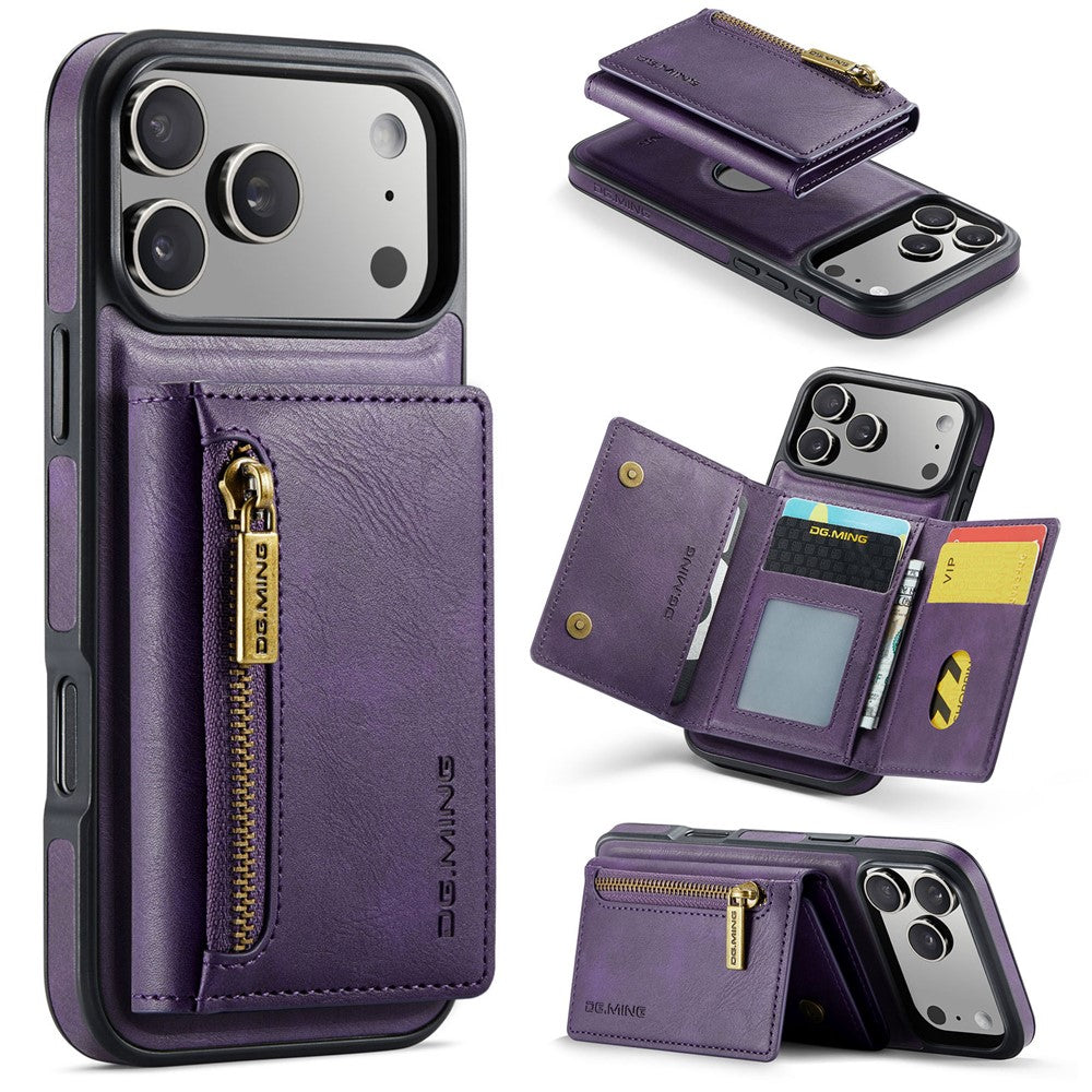 DG.MING M5 Series For iPhone 18 Pro / 17 Pro Case Detachable Magnetic Leather Phone Cover with Card Slots