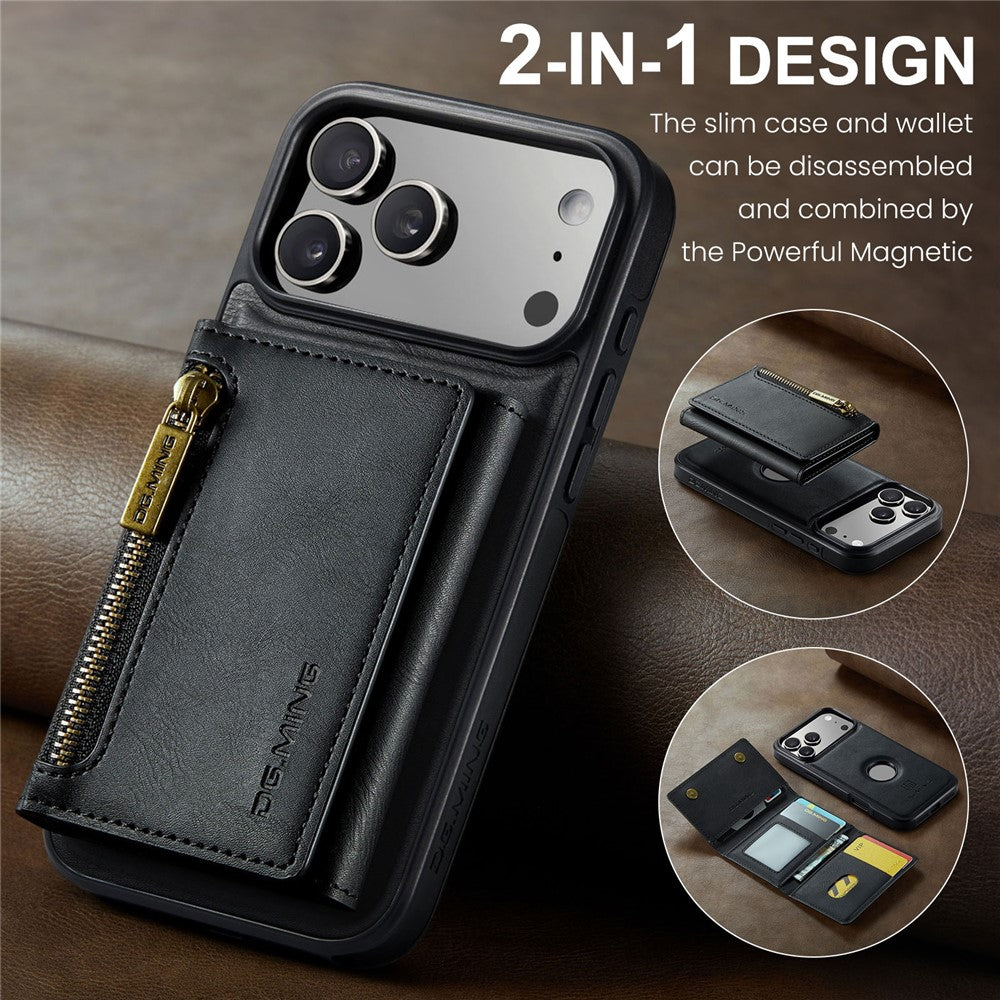 DG.MING M5-serien til iPhone 18 Pro Max / 17 Pro Max cover Aftageligt magnetisk lædertelefoncover med kortlommer