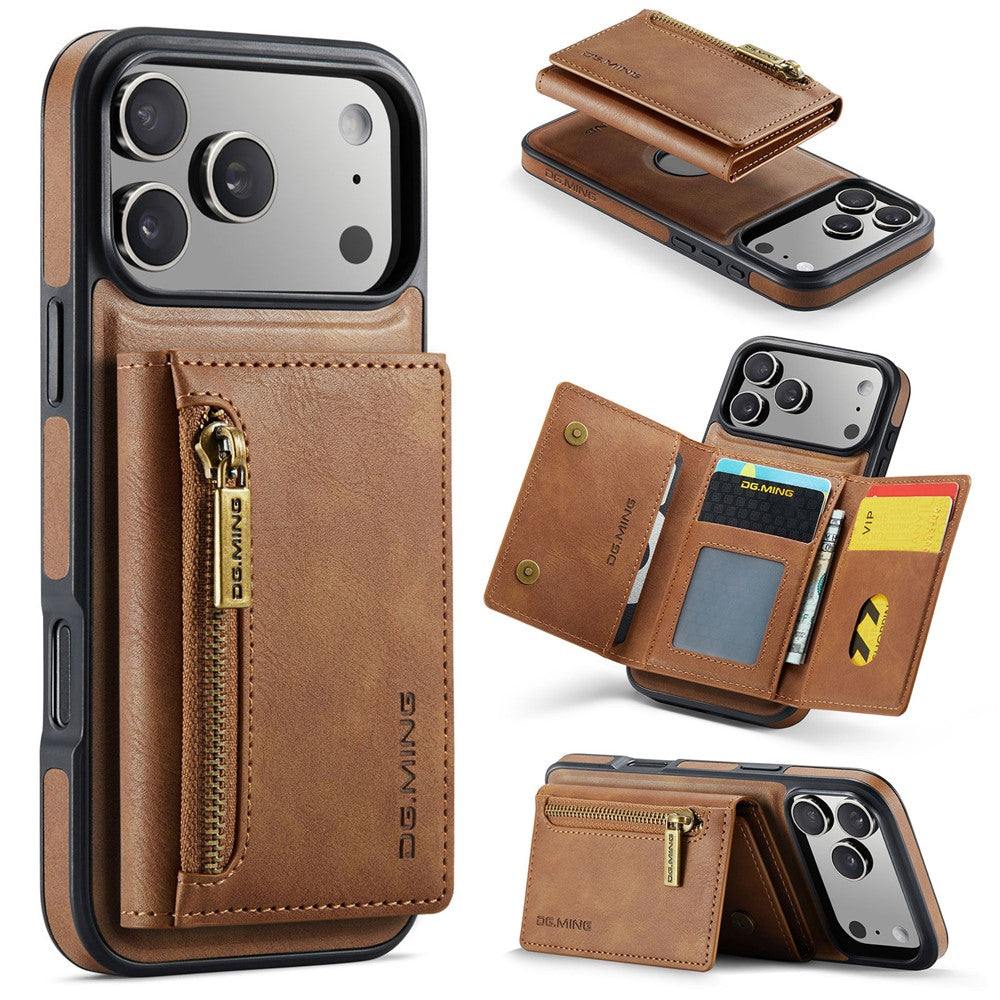 DG.MING M5-serien til iPhone 18 Pro Max / 17 Pro Max cover Aftageligt magnetisk lædertelefoncover med kortlommer