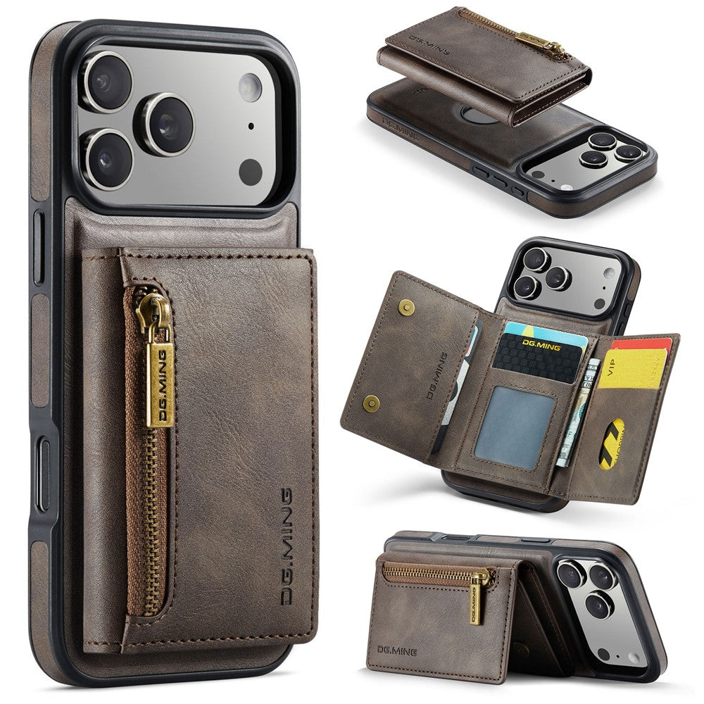 DG.MING M5-serien til iPhone 18 Pro Max / 17 Pro Max cover Aftageligt magnetisk lædertelefoncover med kortlommer