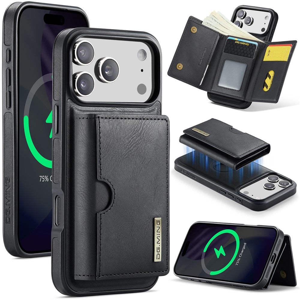 DG.MING M6 Series For iPhone 18 Pro / 17 Pro Case Magnetic Wallet PU + PC + TPU Phone Cover