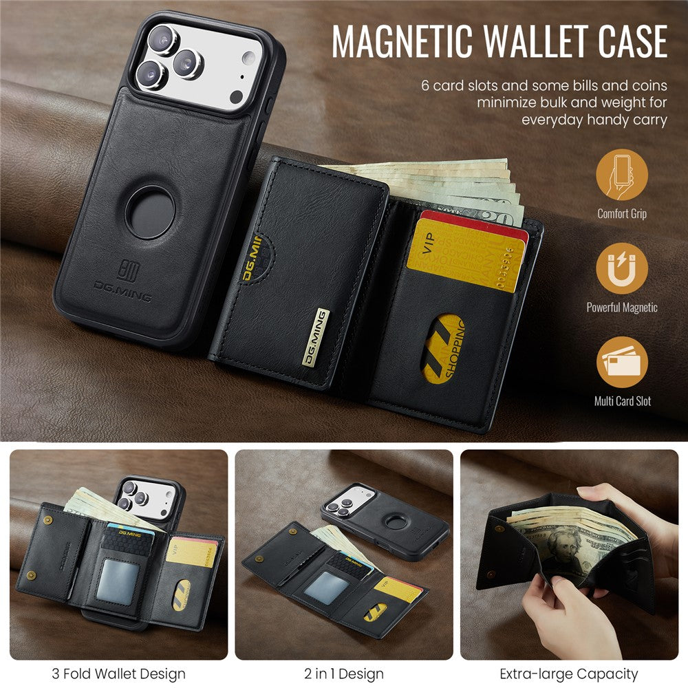DG.MING M6 Series For iPhone 18 Pro / 17 Pro Case Magnetic Wallet PU + PC + TPU Phone Cover