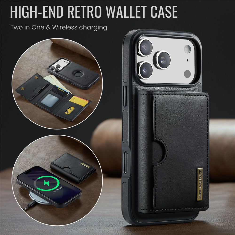 DG.MING M6 Series For iPhone 18 Pro / 17 Pro Case Magnetic Wallet PU + PC + TPU Phone Cover