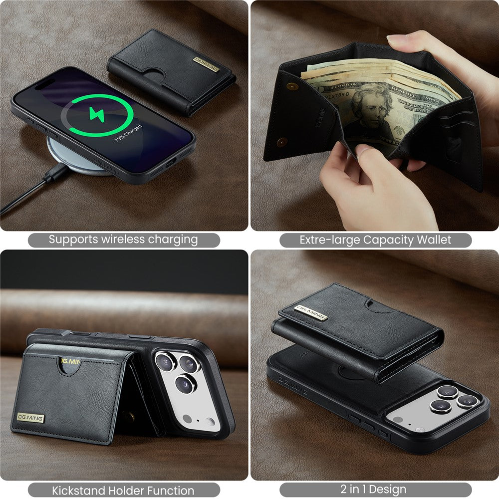 DG.MING M6 Series til iPhone 18 Pro Max / 17 Pro Max Cover Magnetisk Pung PU + PC + TPU Telefoncover