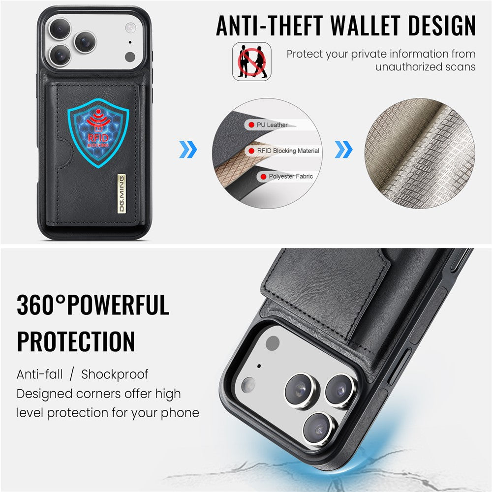 DG.MING M6 Series til iPhone 18 Pro Max / 17 Pro Max Cover Magnetisk Pung PU + PC + TPU Telefoncover
