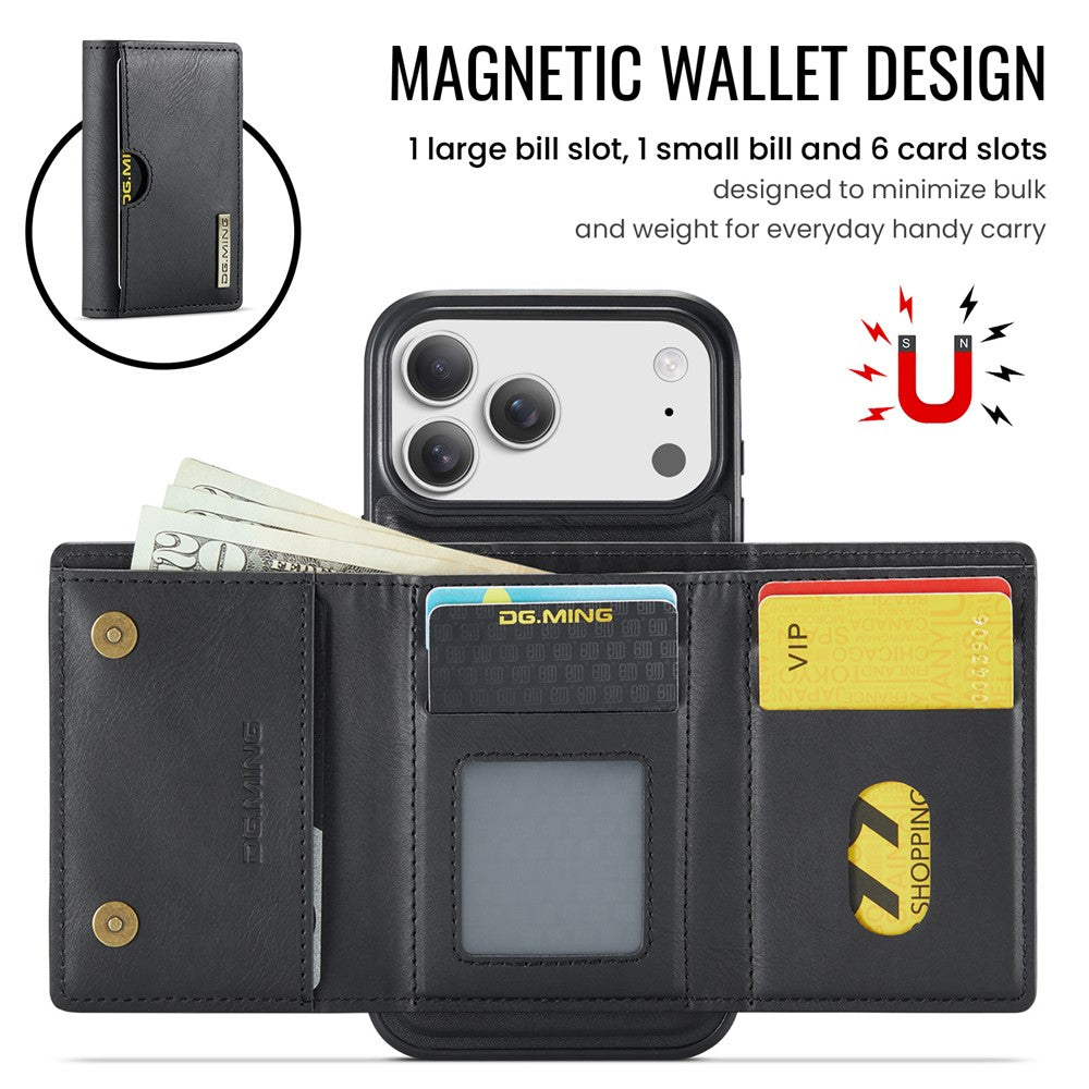 DG.MING M6 Series til iPhone 18 Pro Max / 17 Pro Max Cover Magnetisk Pung PU + PC + TPU Telefoncover